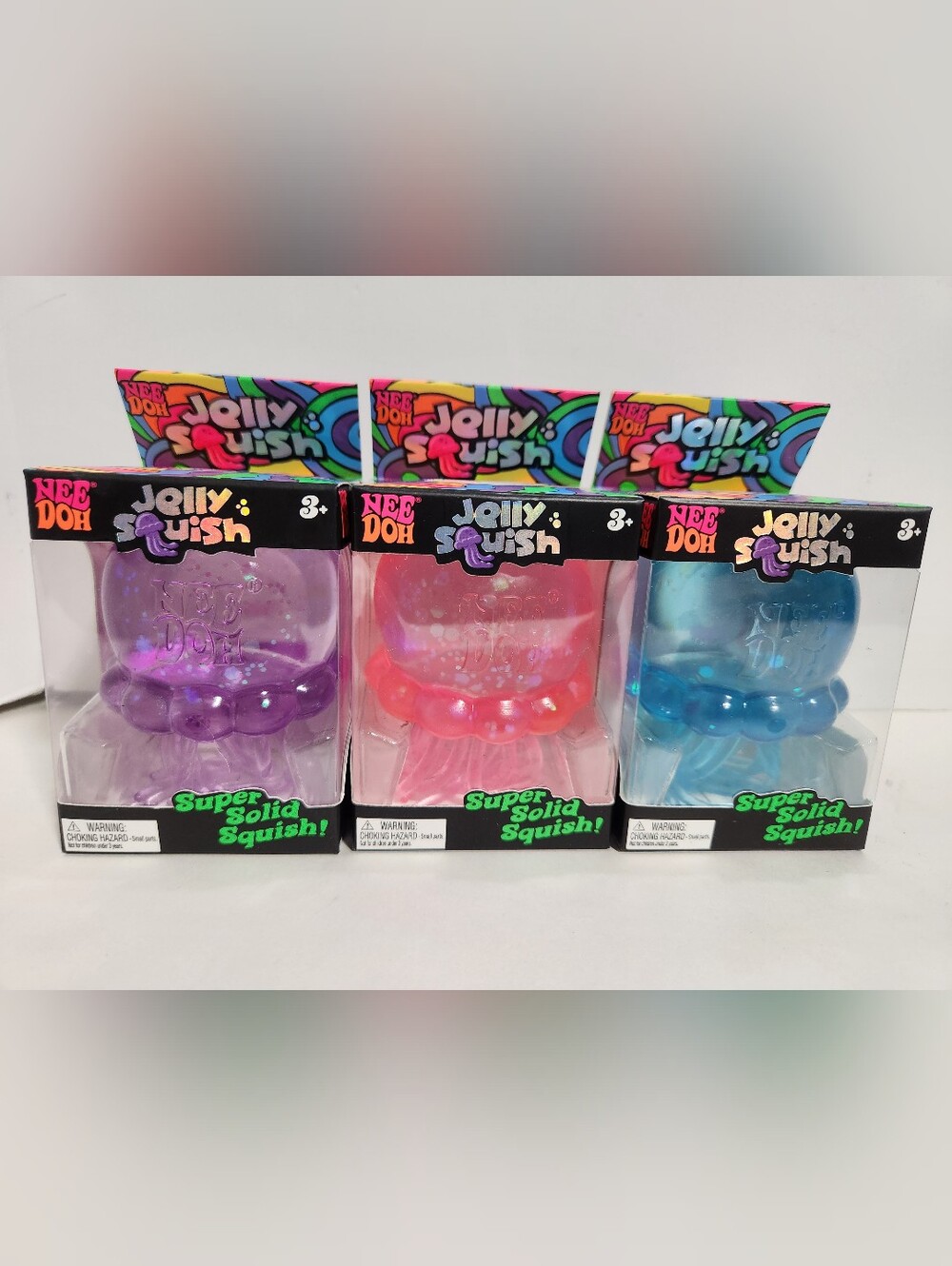 SET OF 3 NEW NeeDoh JELLY SQUISH Jellyfish Squishy Toy Nee Doh AUTHENTIC
